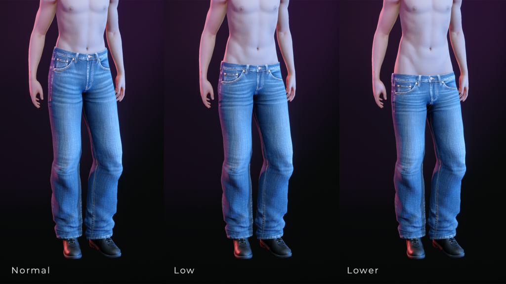 Men Comfy Jeans different fittings, medium, low rise, very low rise