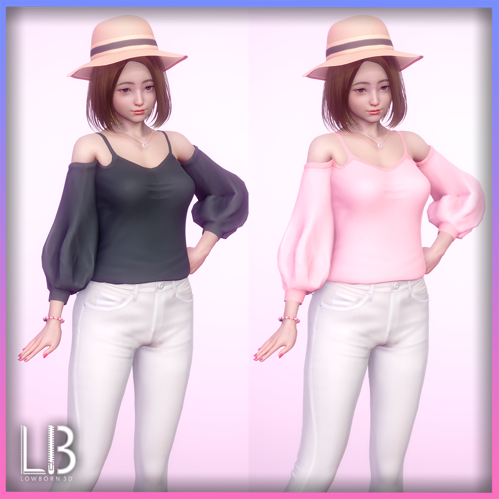 Cutey Off Shoulder Top – Honey Select 2 Clothing Mod