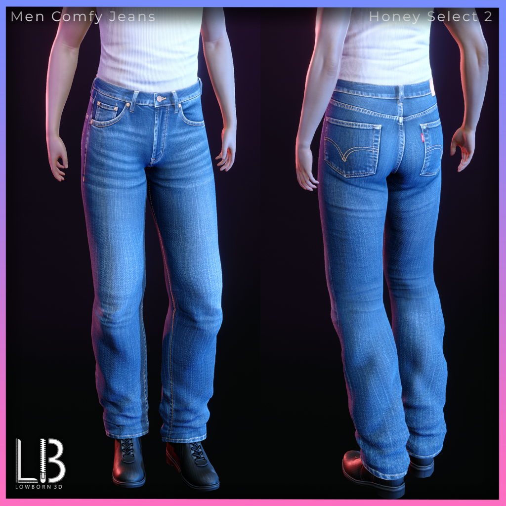 Men Comfy Jeans Honey Select 2 front and back view
