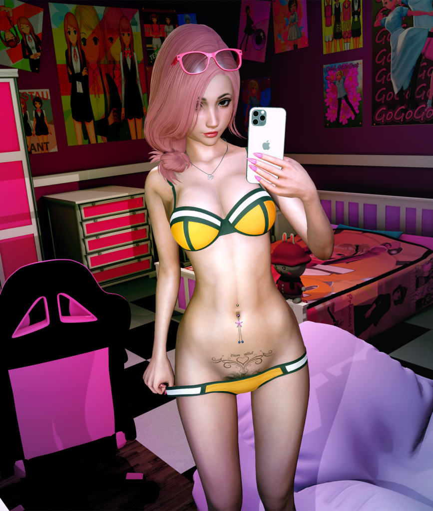 Tease your skinny hips in mirror selfie