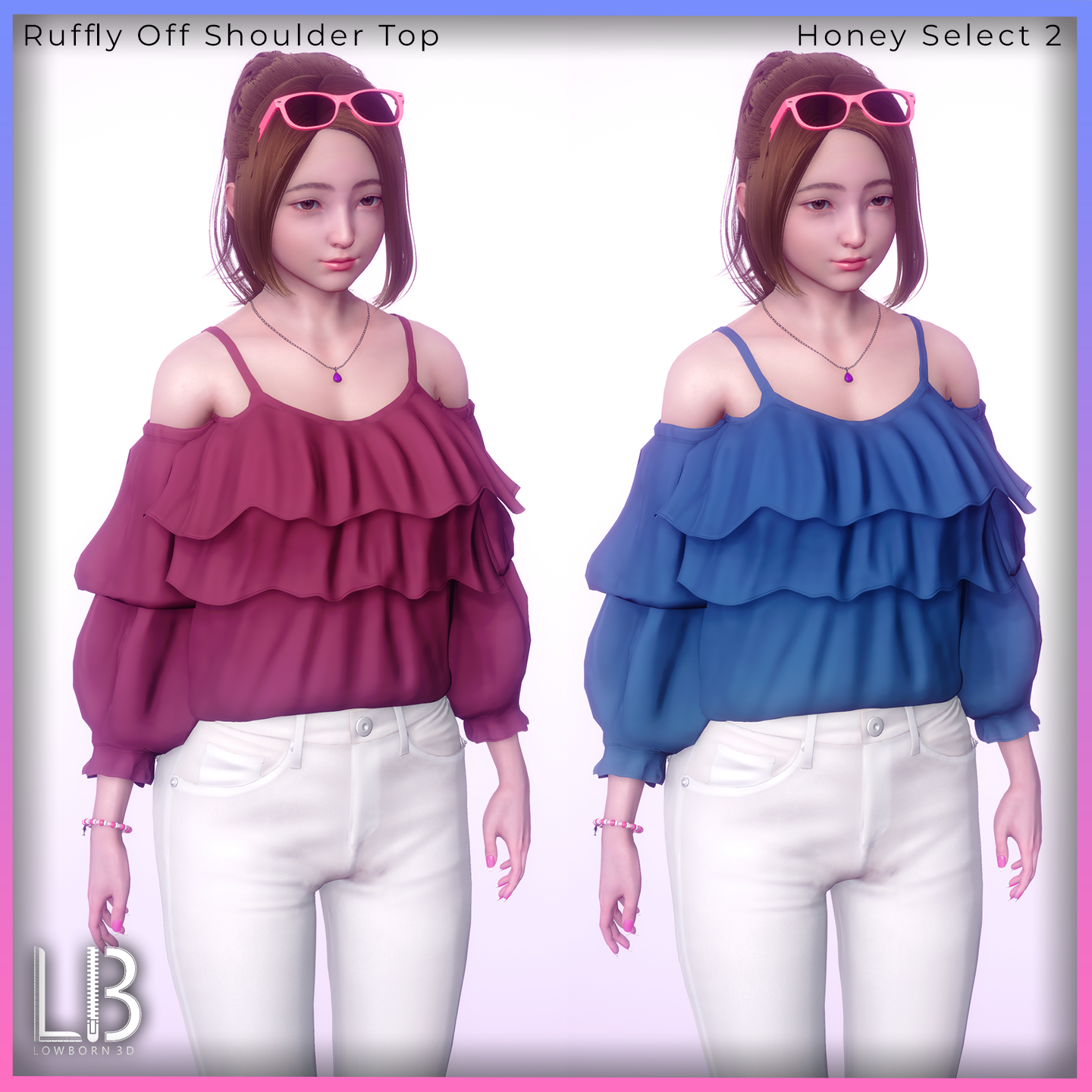 Ruffly Off Shoulder Top – Honey Select 2 Clothing Mod