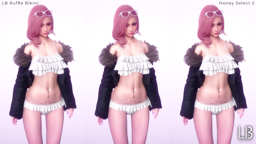 Ruffle Bikini HS2 combined with fluffy jacket